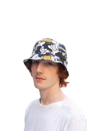 Taxi Brousse Print Blue and White Bucket Hat