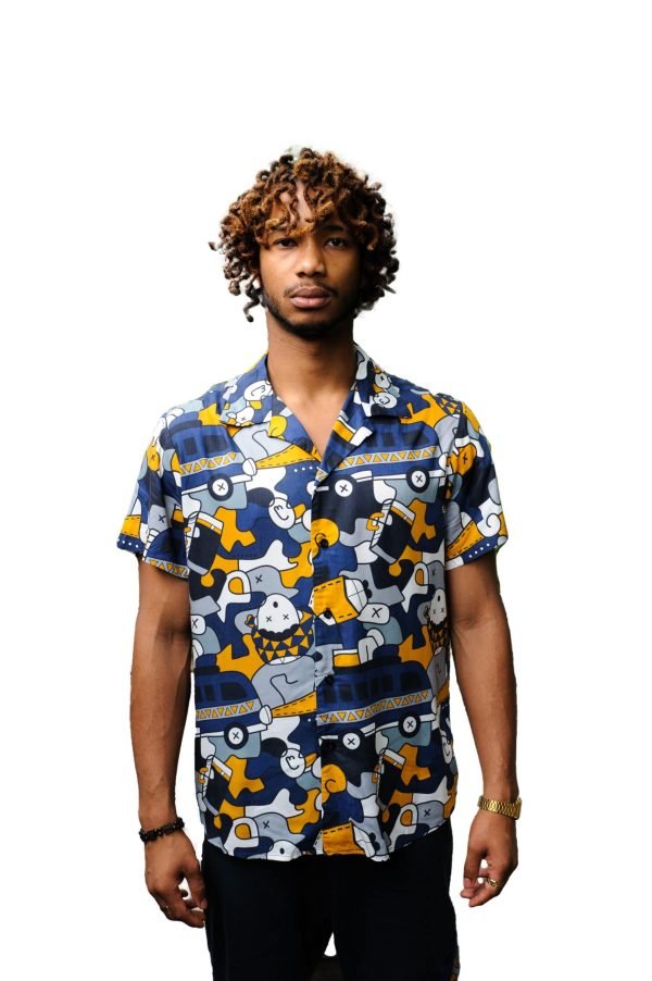 Taxi Brousse Classic Cuban Shirt - Navy - Image 3