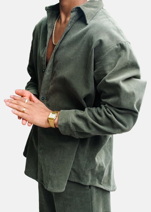 Oversized Olive Corduroy Shirt - Image 4