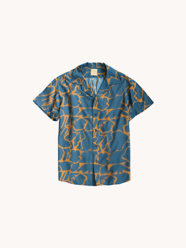 Pangolin Print Navy Cuban Collar