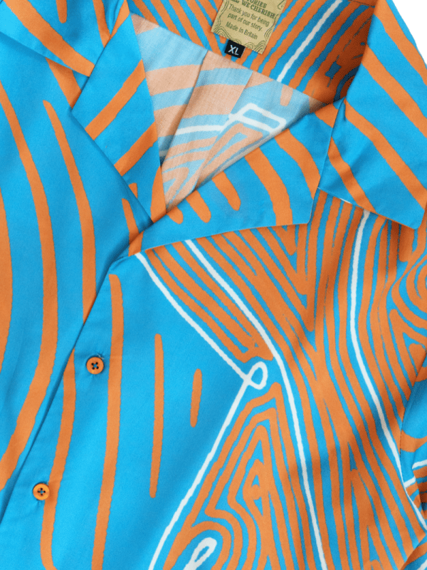 Gumboot Print Blue Cuban Collar - Image 2