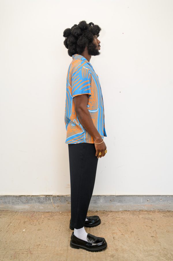 Gumboot Print Blue Cuban Collar - Image 5