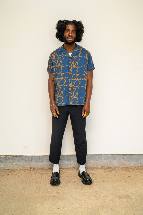 Pangolin Print Navy Cuban Collar - Image 3