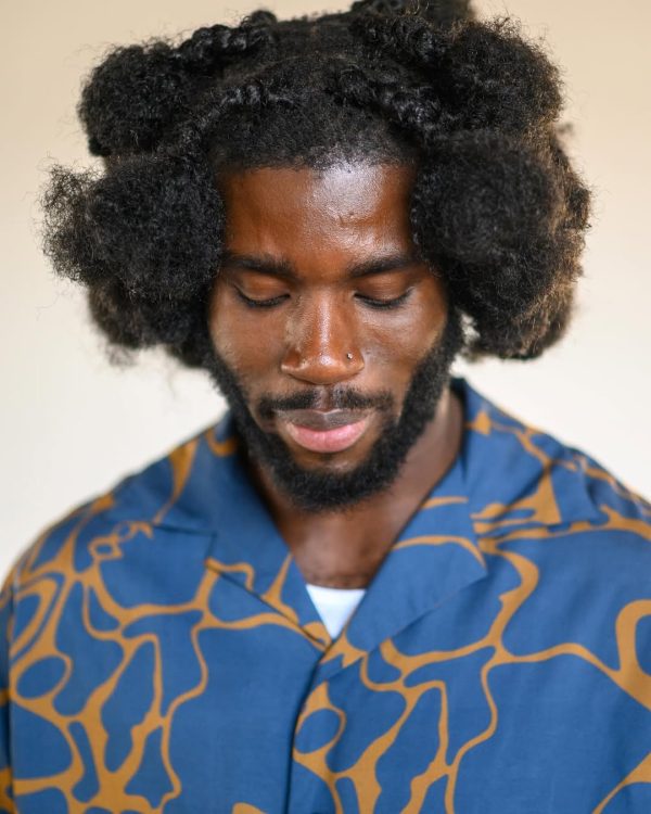 Pangolin Print Navy Cuban Collar - Image 2