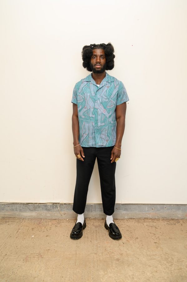 Gumboot Print Teal Cuban Collar - Image 2